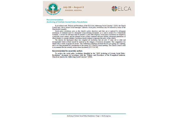 05-05 Archiving Certain Social Policy Resolutions