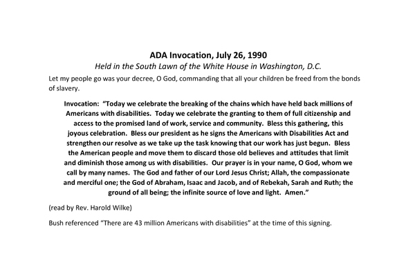 1990 Invocation at the Ceremony of the Signing of the Americans with Disabilities Act