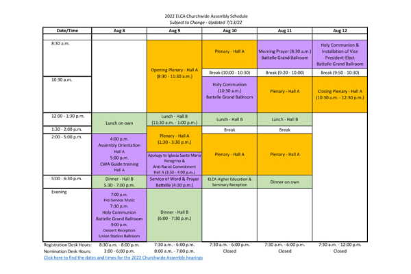 2022 CWA Public Schedule