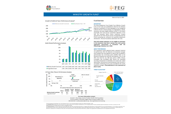 Ministry Growth Fund Monthy Fact Card - July 2023