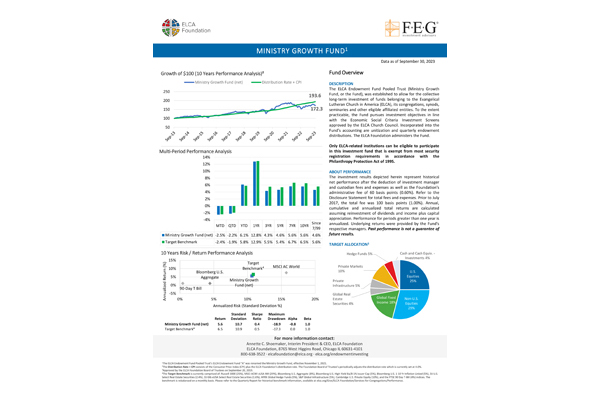 Ministry Growth Fund Monthy Fact Card - September 2023