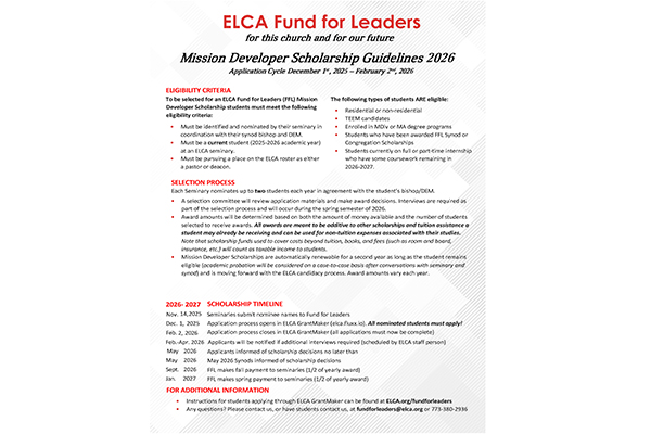 Guidelines for Mission Developer Scholarship