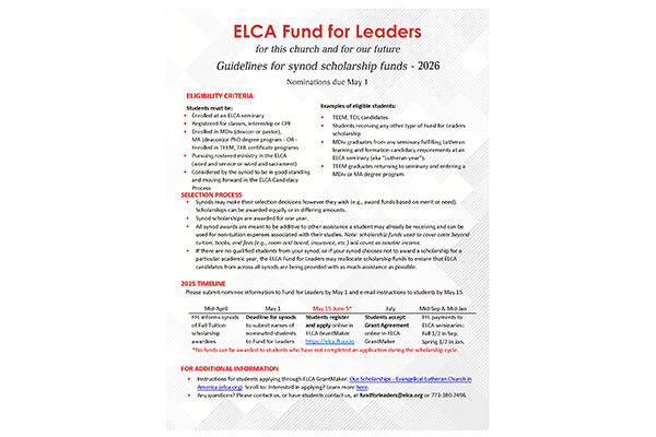 Guidelines for Synod Scholarships