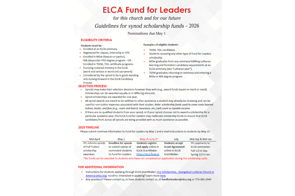 Guidelines for Synod Scholarships