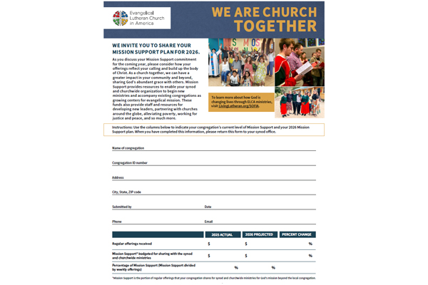 Your congregation’s plan for Mission Support 2026 (Spanish) – Fillable