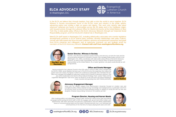 ELCA advocacy staff