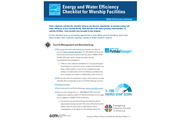 EPA Energy & Water Efficiency Checklist for Worship Facilities