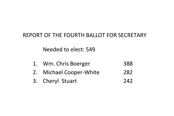 Results of the Fourth Ballot for Secretary