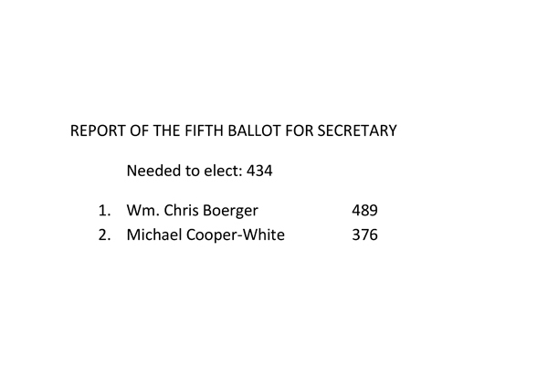 Results of the Fifth Ballot for Secretary