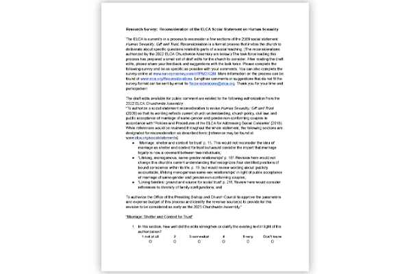 Human Sexuality Reconsiderations Survey