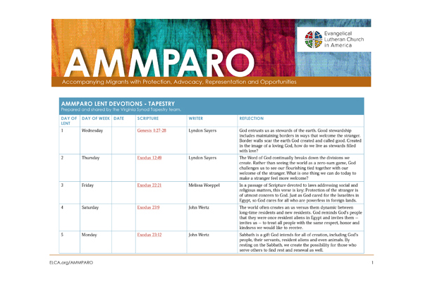 AMMPARO Lent Devotions - Tapestry