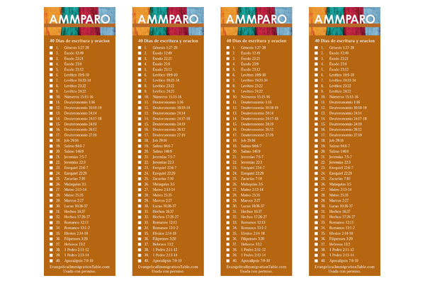 AMMPARO 40 day bookmark - Spanish