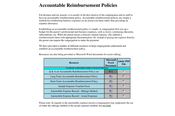 Accountable Reimbursement Policies