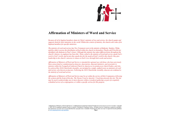 Affirmation of Ministers of Word and Service (pdf)