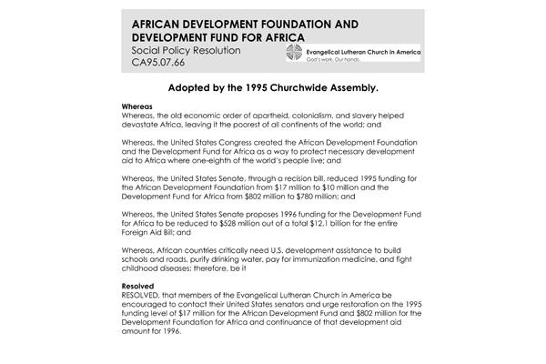 African Development Foundation SPR95