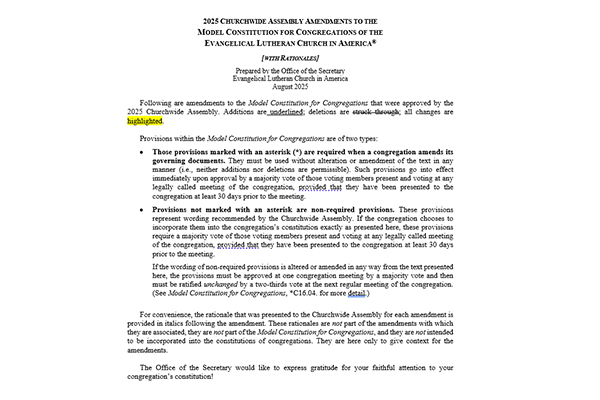 2025 Amendments to the Model Constitution for Congregations