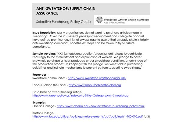 Anti-Sweatshop Purchasing Policy Guide