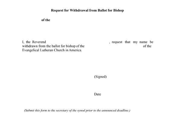 App F - Withdrawal from Ballot for Bishop Form