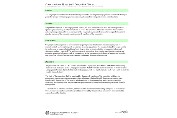 Congregational Model Audit Committee Charter