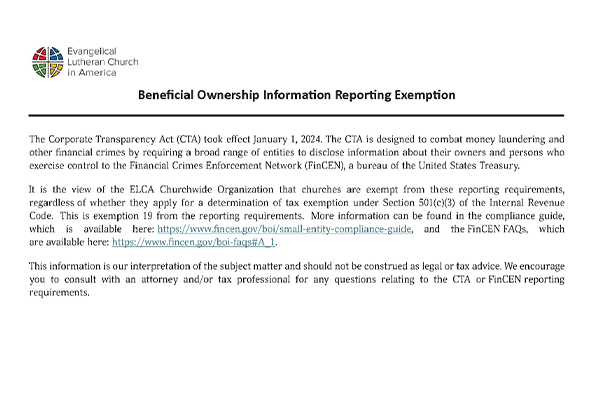 Beneficial Ownership Information (BOI) Reporting Exemption