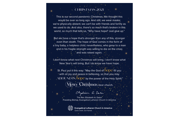 Bishop Eaton's 2021 Christmas Message