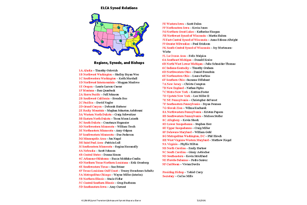 Bishops and Synods Map at a Glance