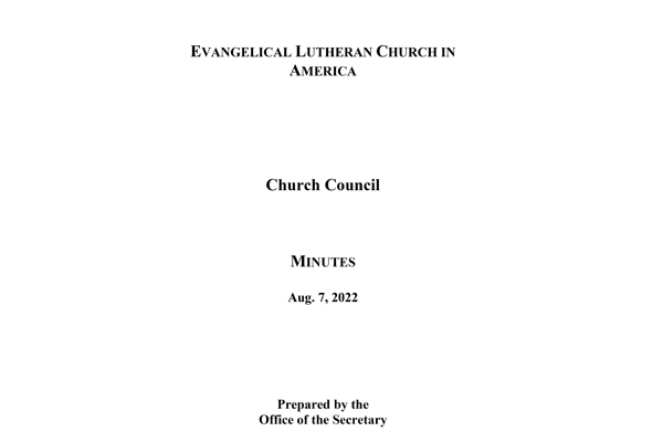 Church Council Minutes August 7, 2022