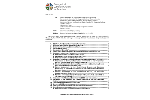 Church Council Actions November 14-17, 2024 Thumbnail Image