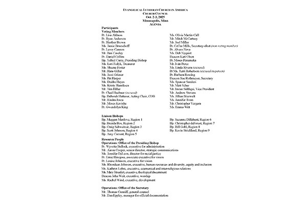 Church Council Agenda October 2-3, 2025 Thumbnail Image
