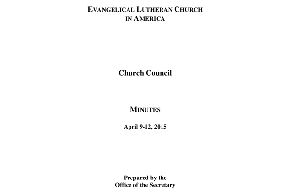 Church Council Minutes April 9-12, 2015