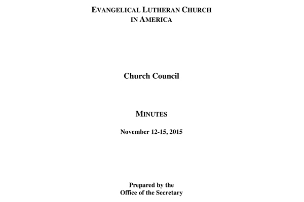 Church Council Minutes November 12-15, 2015