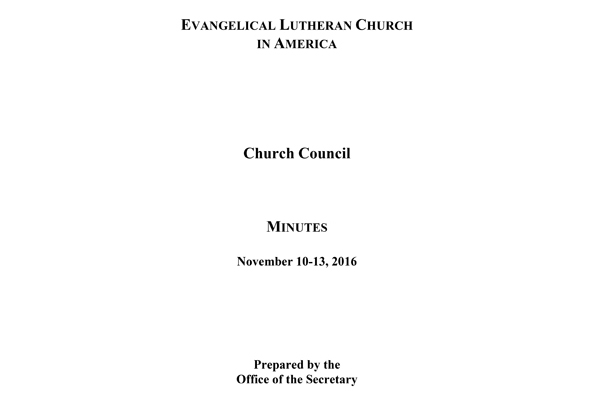 Church Council Minutes November 10-13, 2016