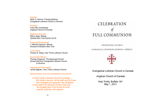 Celebration of Full Communion 2011