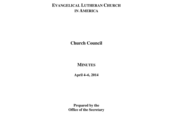 Church Council Minutes April 4-6, 2014