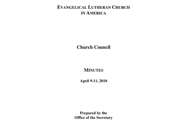 Church Council Minutes April 9-11