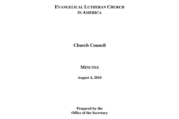 Church Council Minutes August 4, 2010