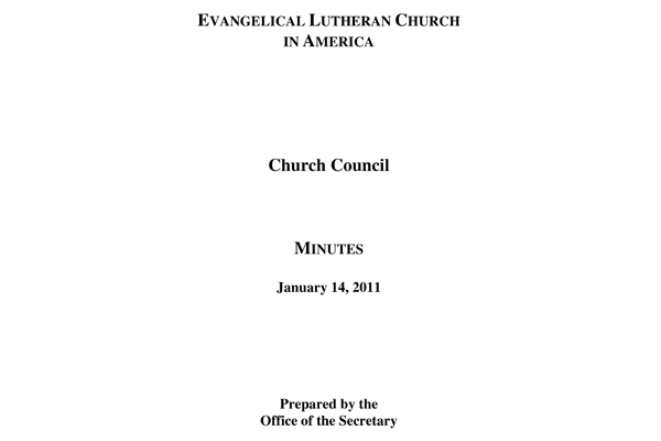 Church Council Minutes January 14, 2011