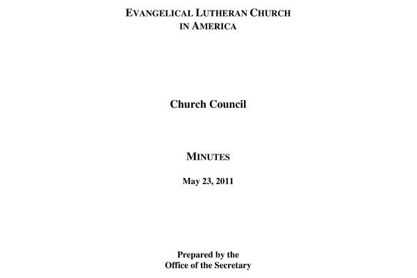 Church Council Minutes May 23, 2011