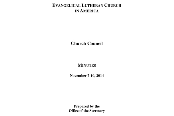 Church Council Minutes November 7-10, 2014