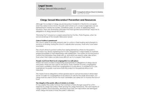 Clergy Sexual Misconduct Prevention and Resources - ELCA Resources