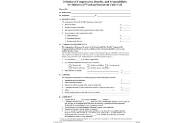 Compensation and Benefits for a Pastor Form