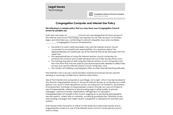 Congregation Computer and Internet Use Policy