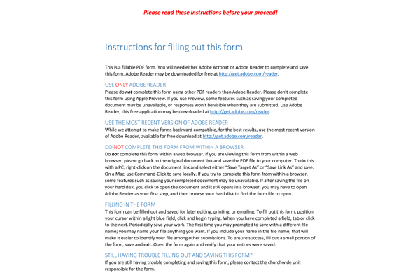 Congregational Registration Form (Communal Discernment)