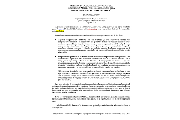 2025 Enmiendas a la Constitución Modelo para Congregaciones