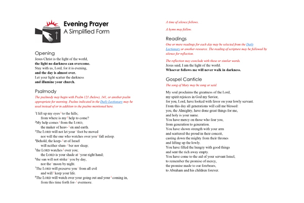 Evening Prayer: A Simplified Form