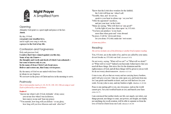 Night Prayer: A Simplified Form