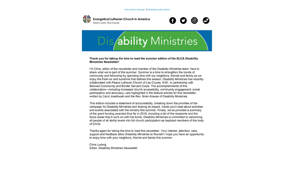 Disability Newsletter Summer 2018