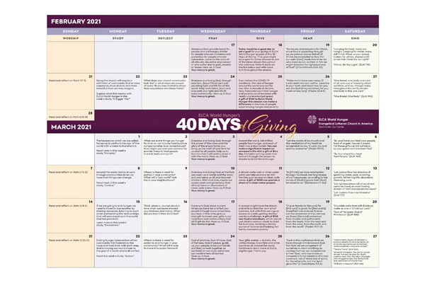 40 Days of Giving: 2021 Lenten Calendar