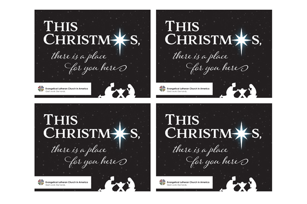 Christmas Nativity BW Postcard (4-Up)