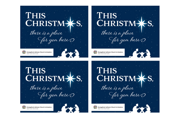 Christmas Nativity Blue Postcard (4-Up)